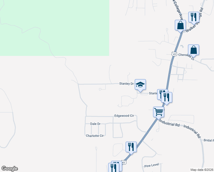 map of restaurants, bars, coffee shops, grocery stores, and more near 100 Stanley Drive in Jackson