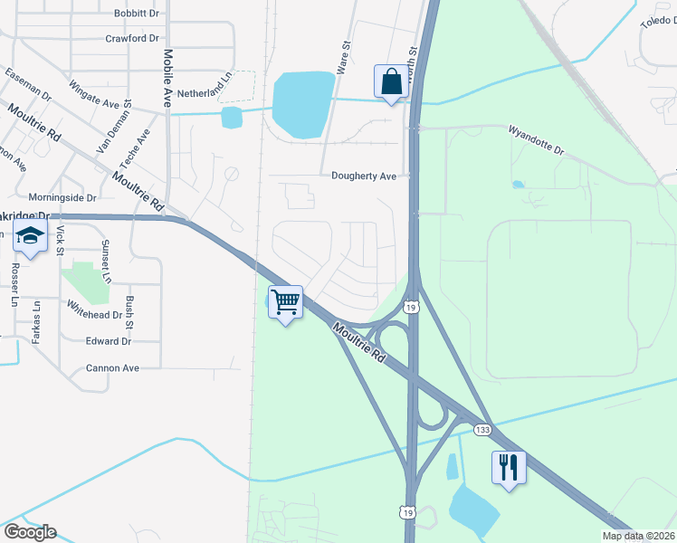 map of restaurants, bars, coffee shops, grocery stores, and more near 1 Transvilla Pkwy in Albany