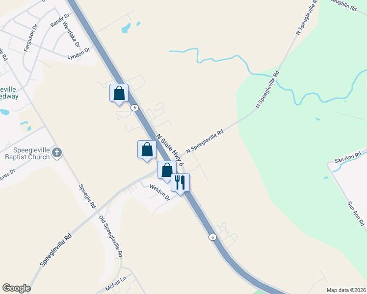 map of restaurants, bars, coffee shops, grocery stores, and more near 139 North Speegleville Road in Woodway