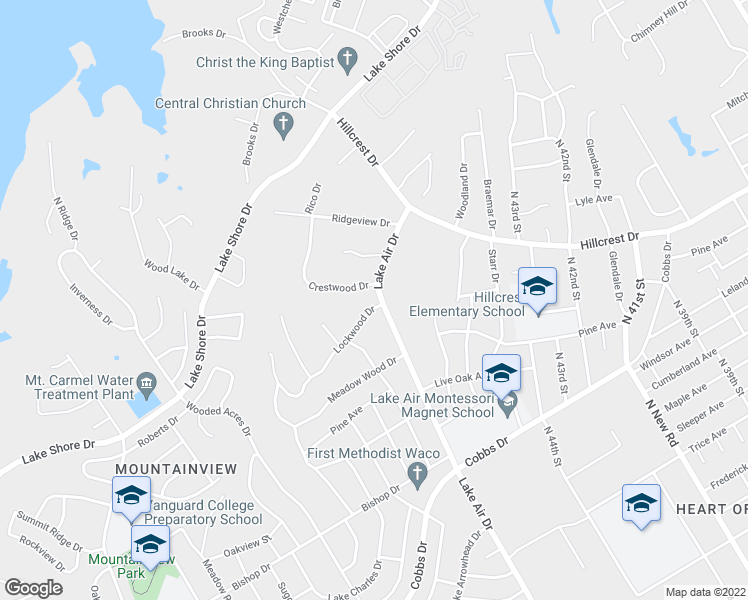 map of restaurants, bars, coffee shops, grocery stores, and more near 4801 Lockwood Drive in Waco