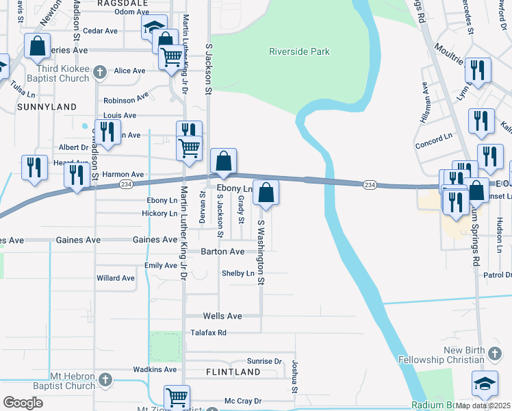map of restaurants, bars, coffee shops, grocery stores, and more near 2212 South Washington Street in Albany