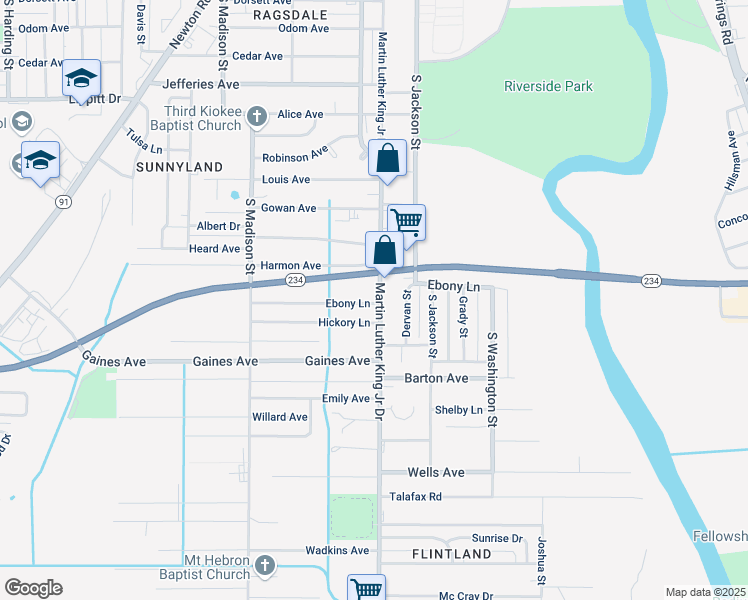 map of restaurants, bars, coffee shops, grocery stores, and more near 401 Ebony Lane in Albany
