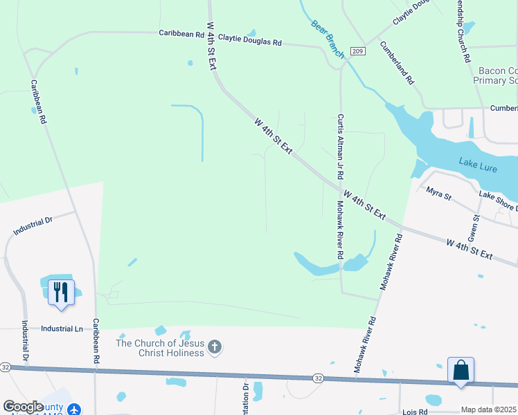 map of restaurants, bars, coffee shops, grocery stores, and more near 1610 West 4th Street Extension in Alma