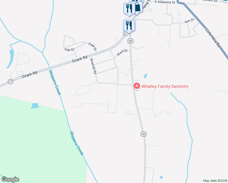 map of restaurants, bars, coffee shops, grocery stores, and more near 402 Ward Drive in Abbeville