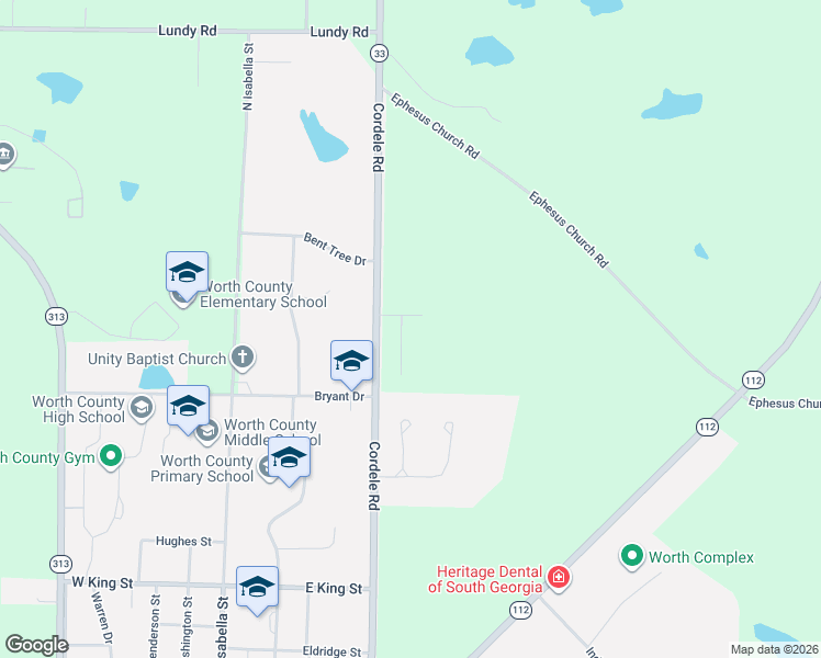 map of restaurants, bars, coffee shops, grocery stores, and more near 103 Quail Pines Court in Sylvester