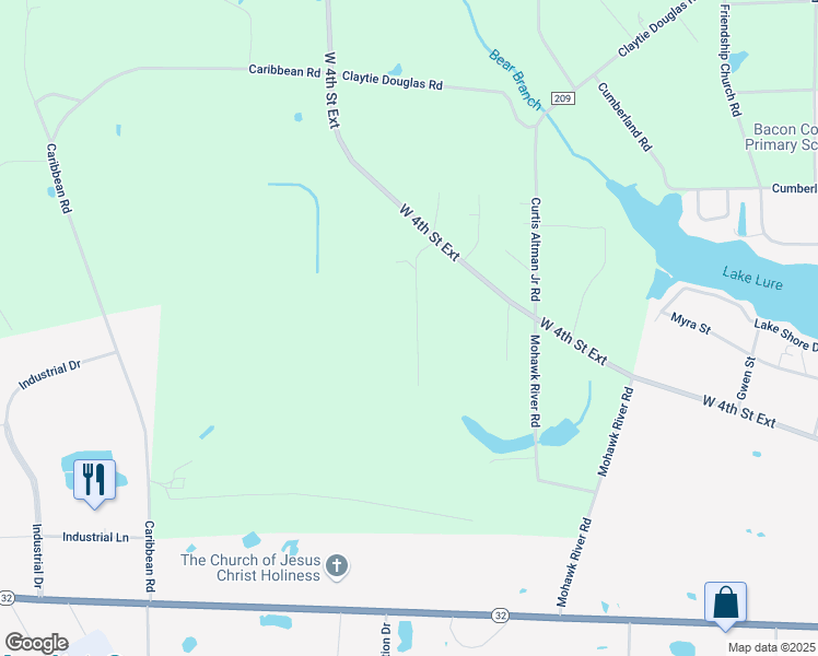 map of restaurants, bars, coffee shops, grocery stores, and more near 1610 West 4th Street Extension in Alma