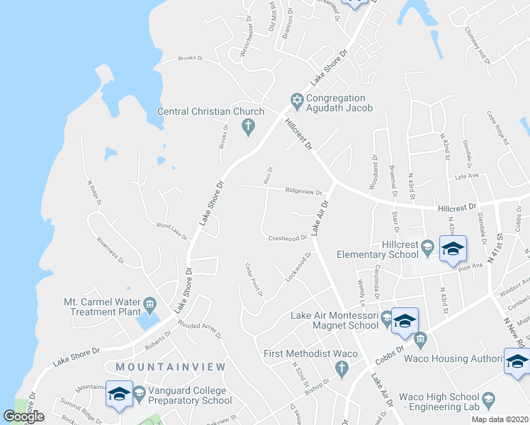 map of restaurants, bars, coffee shops, grocery stores, and more near 5020 Crestwood Drive in Waco