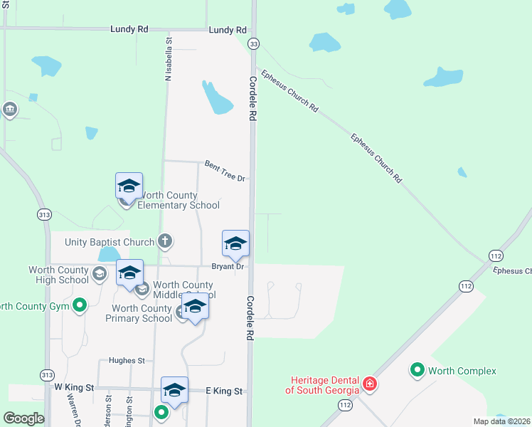 map of restaurants, bars, coffee shops, grocery stores, and more near Mary's Lane in Sylvester