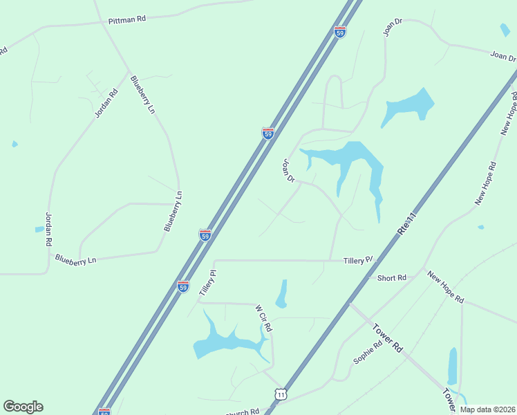 map of restaurants, bars, coffee shops, grocery stores, and more near Interstate 59 in Ellisville