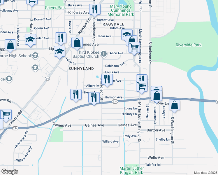 map of restaurants, bars, coffee shops, grocery stores, and more near 433 Heard Avenue in Albany