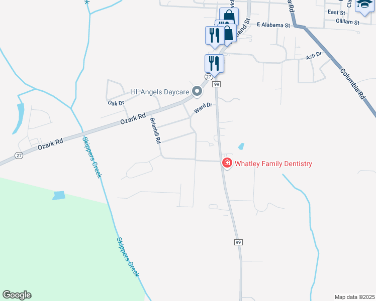 map of restaurants, bars, coffee shops, grocery stores, and more near 301-303 Ward Drive in Abbeville