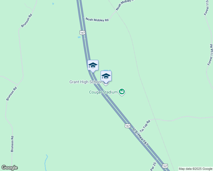 map of restaurants, bars, coffee shops, grocery stores, and more near 17779 U.S. 167 in Dry Prong