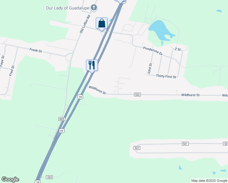 map of restaurants, bars, coffee shops, grocery stores, and more near 300 Big Tanks Road in Nacogdoches