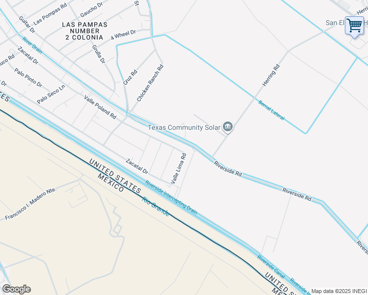 map of restaurants, bars, coffee shops, grocery stores, and more near 414 Drain Canal Road in San Elizario