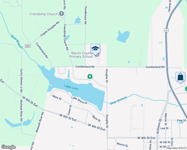 map of restaurants, bars, coffee shops, grocery stores, and more near 133 Lake Lure Drive in Alma