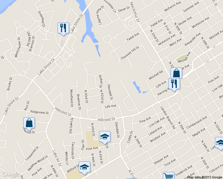 map of restaurants, bars, coffee shops, grocery stores, and more near 2707 Glendale Drive in Waco