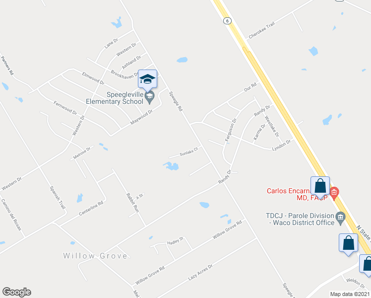 map of restaurants, bars, coffee shops, grocery stores, and more near 172 Sunlake Court in Waco