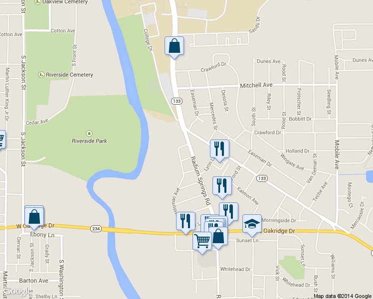 map of restaurants, bars, coffee shops, grocery stores, and more near 1103 Radium Springs Road in Albany