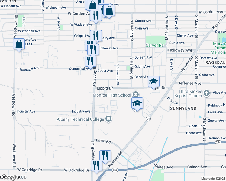 map of restaurants, bars, coffee shops, grocery stores, and more near 922 Lippitt Drive in Albany