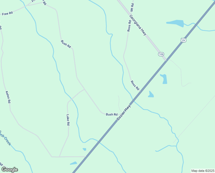 map of restaurants, bars, coffee shops, grocery stores, and more near 999 Bush Road in Brantley