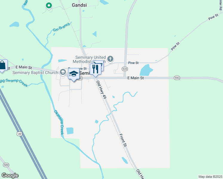 map of restaurants, bars, coffee shops, grocery stores, and more near 100 Walnut St in Seminary