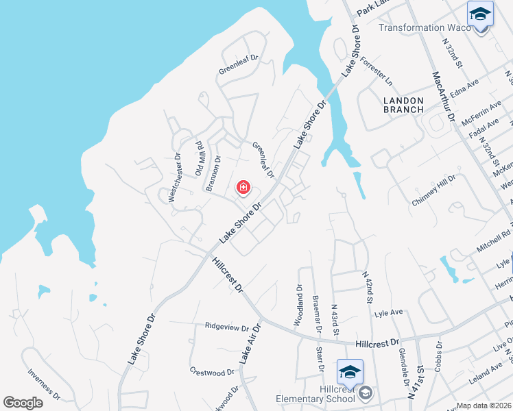 map of restaurants, bars, coffee shops, grocery stores, and more near 4560 Lake Shore Drive in Waco