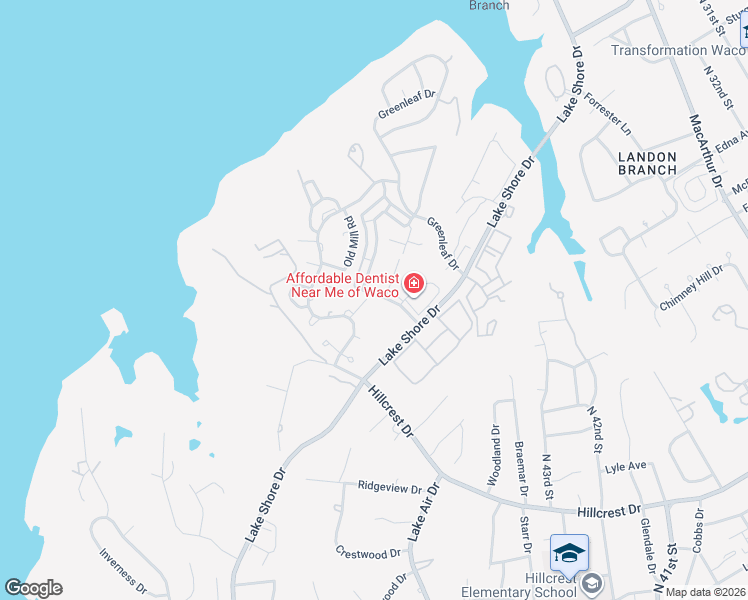 map of restaurants, bars, coffee shops, grocery stores, and more near 3229 Brannon Drive in Waco