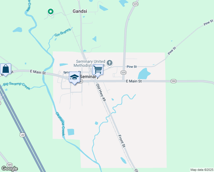 map of restaurants, bars, coffee shops, grocery stores, and more near 100 Walnut Avenue in Seminary