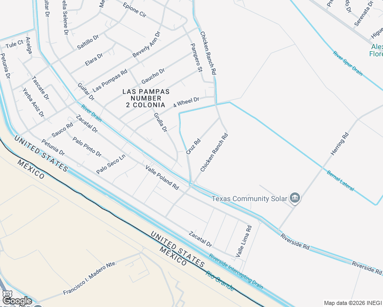 map of restaurants, bars, coffee shops, grocery stores, and more near 13594 Chicken Ranch Road in San Elizario