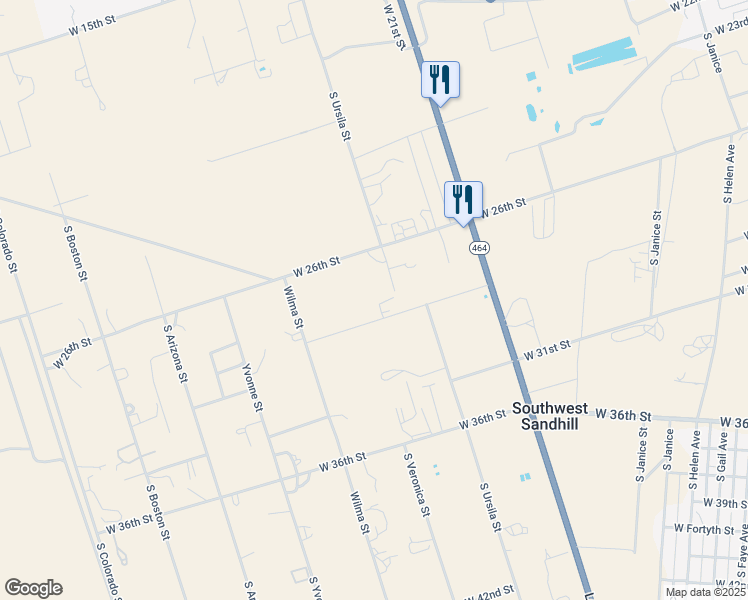 map of restaurants, bars, coffee shops, grocery stores, and more near 2604 South Ursila Street in Monahans