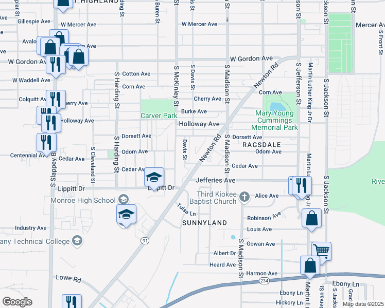 map of restaurants, bars, coffee shops, grocery stores, and more near 1317 Hampton Court in Albany