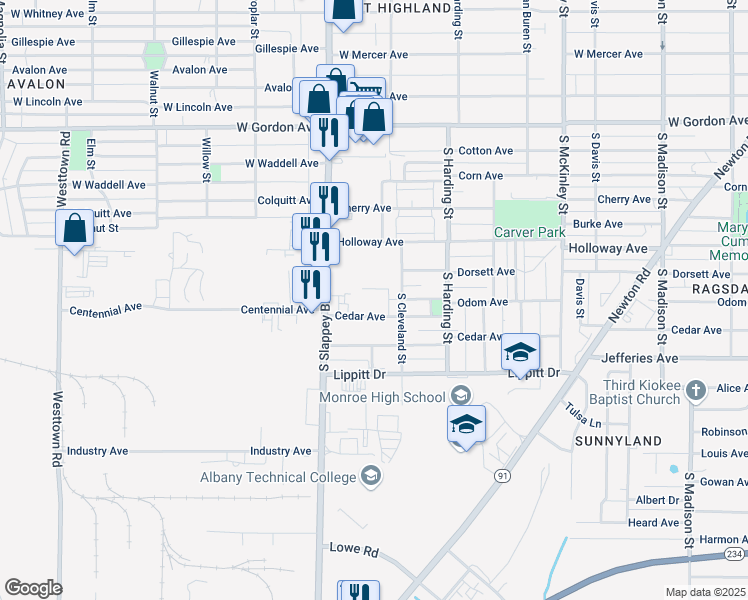 map of restaurants, bars, coffee shops, grocery stores, and more near 1013 Cedar Avenue in Albany