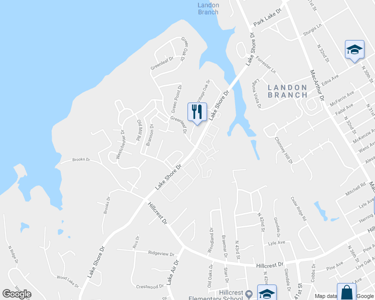 map of restaurants, bars, coffee shops, grocery stores, and more near 4547 Lake Shore Drive in Waco