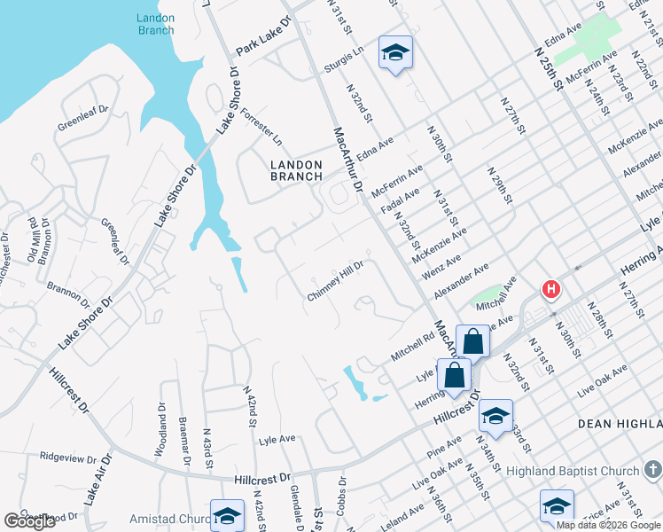 map of restaurants, bars, coffee shops, grocery stores, and more near 2912 Chimney Hill Drive in Waco