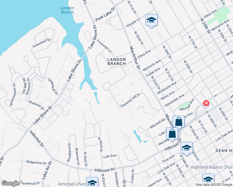 map of restaurants, bars, coffee shops, grocery stores, and more near 3425 Fadal Avenue in Waco