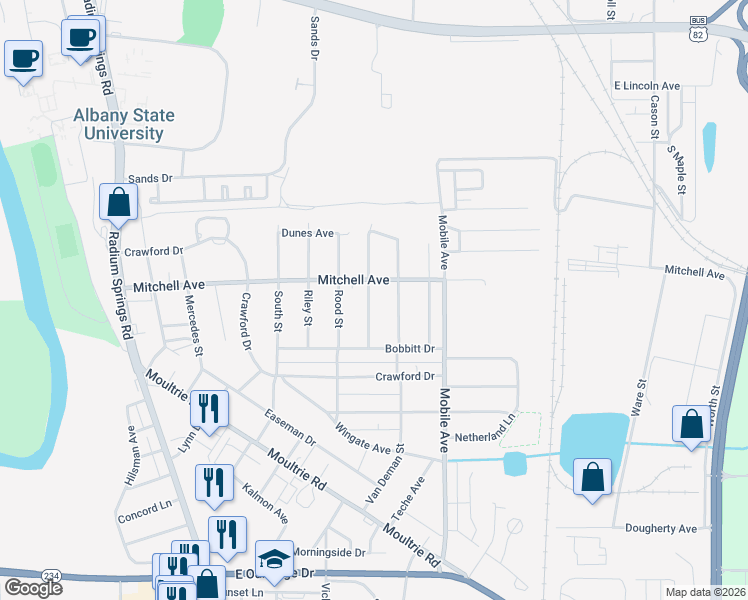 map of restaurants, bars, coffee shops, grocery stores, and more near 708 Mitchell Avenue in Albany