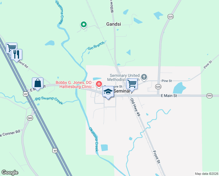 map of restaurants, bars, coffee shops, grocery stores, and more near 201-215 Sycamore Street in Seminary