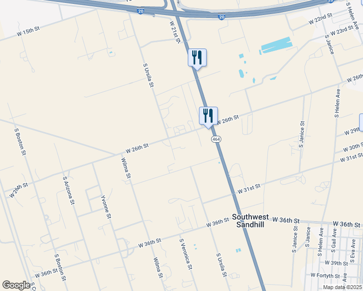map of restaurants, bars, coffee shops, grocery stores, and more near 2604 South Ursila Street in Monahans