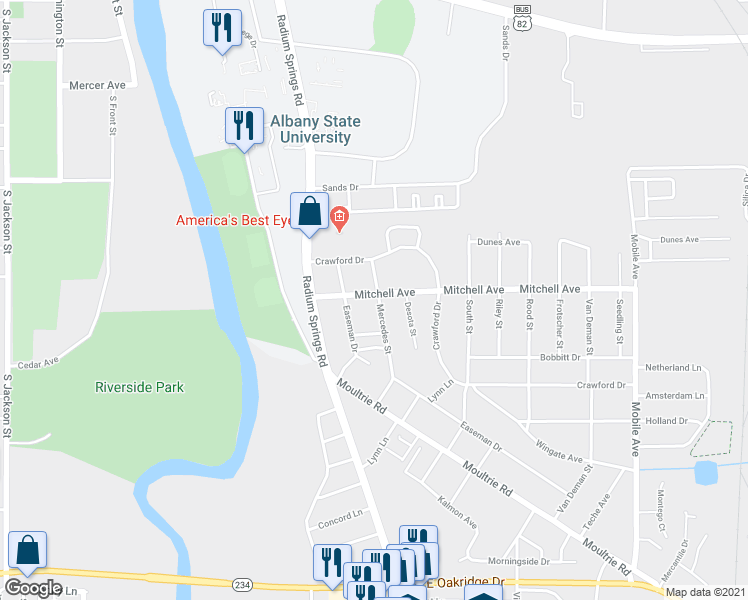 map of restaurants, bars, coffee shops, grocery stores, and more near 128 Mitchell Avenue in Albany