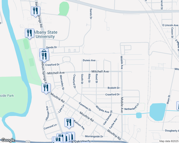 map of restaurants, bars, coffee shops, grocery stores, and more near 500 Mitchell Avenue in Albany