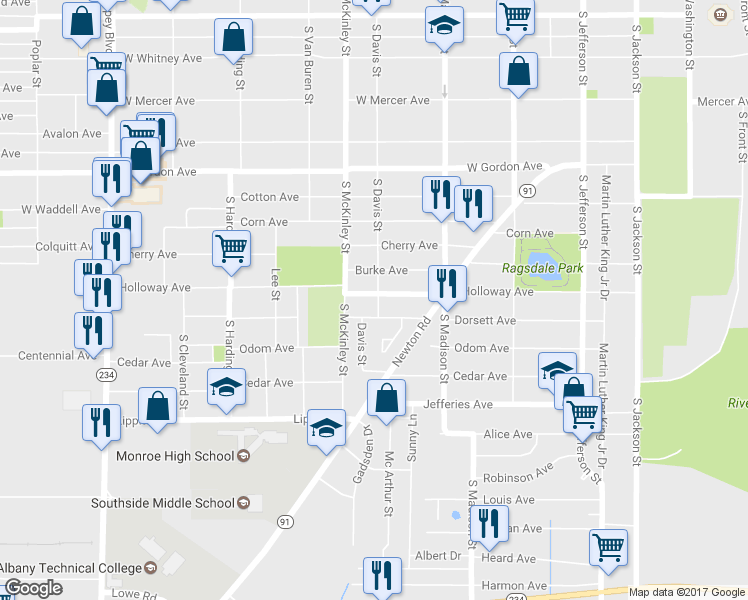 map of restaurants, bars, coffee shops, grocery stores, and more near 700 Holloway Avenue in Albany