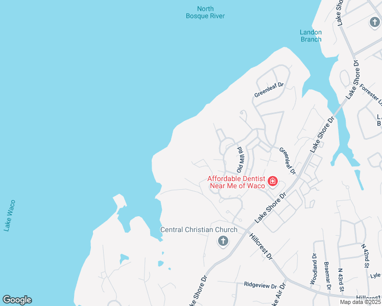 map of restaurants, bars, coffee shops, grocery stores, and more near 5305 Hillcrest Drive in Waco