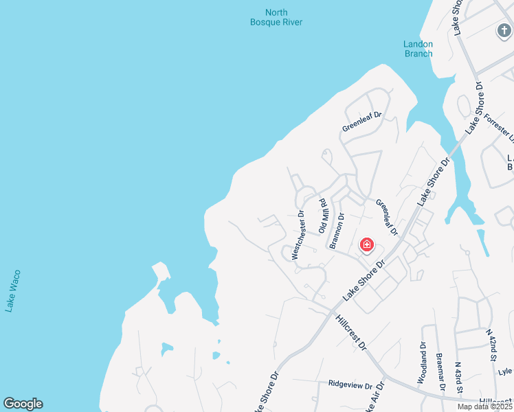 map of restaurants, bars, coffee shops, grocery stores, and more near 5305 Hillcrest Drive in Waco