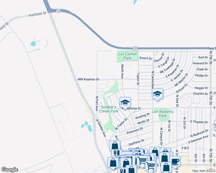 map of restaurants, bars, coffee shops, grocery stores, and more near 1001 North Elledge Drive in Sierra Vista