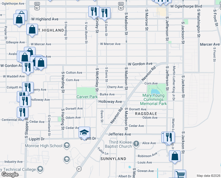 map of restaurants, bars, coffee shops, grocery stores, and more near 618 Burke Avenue in Albany