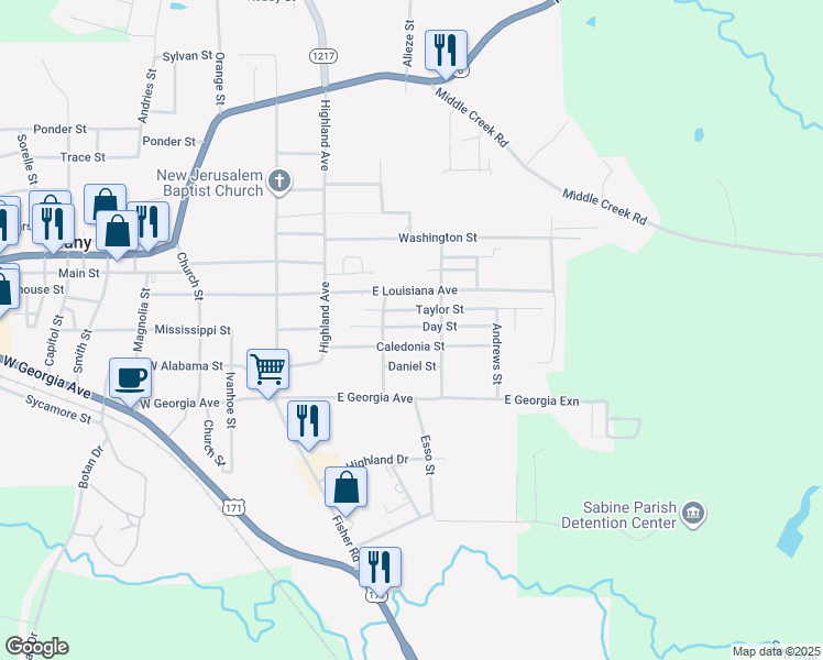 map of restaurants, bars, coffee shops, grocery stores, and more near 201-299 Day Street in Many