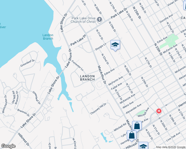map of restaurants, bars, coffee shops, grocery stores, and more near 3217 Forrester Lane in Waco