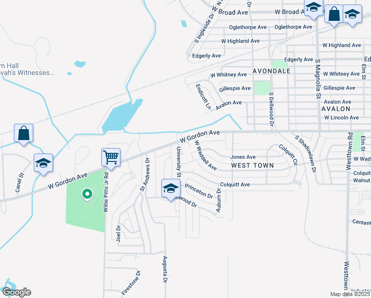 map of restaurants, bars, coffee shops, grocery stores, and more near 2150 West Gordon Avenue in Albany