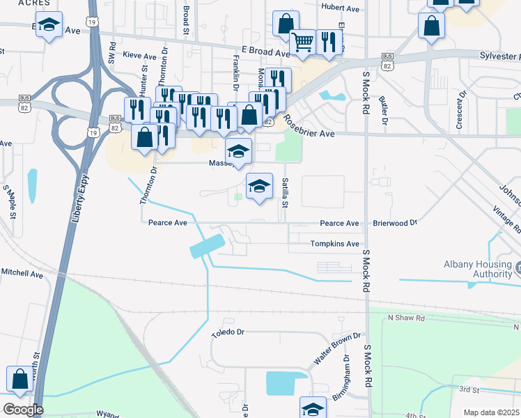 map of restaurants, bars, coffee shops, grocery stores, and more near 1800 Pearce Avenue in Albany