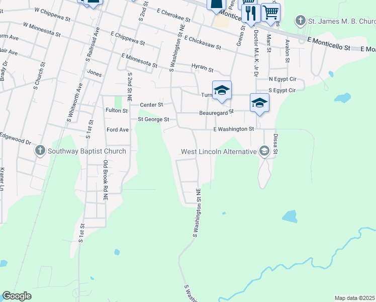 map of restaurants, bars, coffee shops, grocery stores, and more near 501-549 Derrick Street in Brookhaven